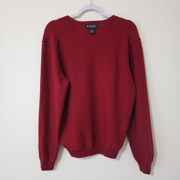Brooks Brothers Stretch Mens Wool-Blend V-Neck Pullover Sweater Red Size M - Picture 4 of 8